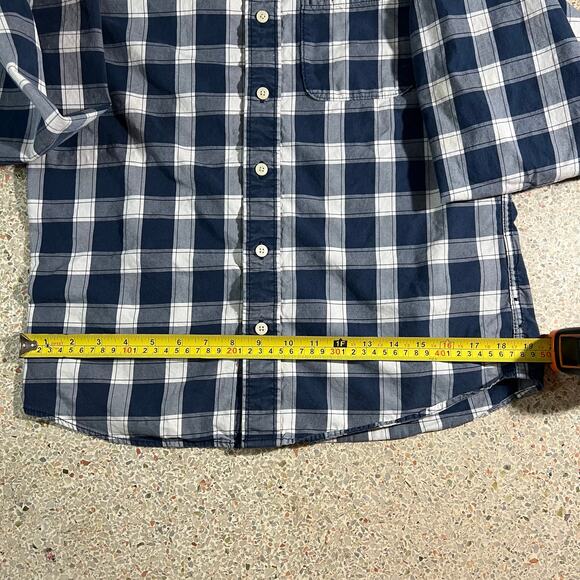 Abercrombie & Fitch Muscle Button Down Long Sleeve Navy White, Size L - Picture 3 of 11